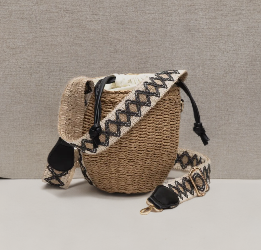 Shine Rattan Bucket Bag