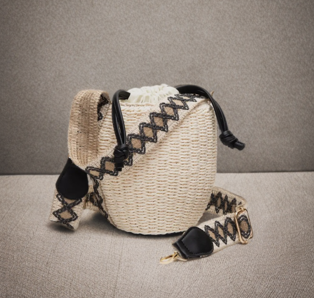 Shine Rattan Bucket Bag