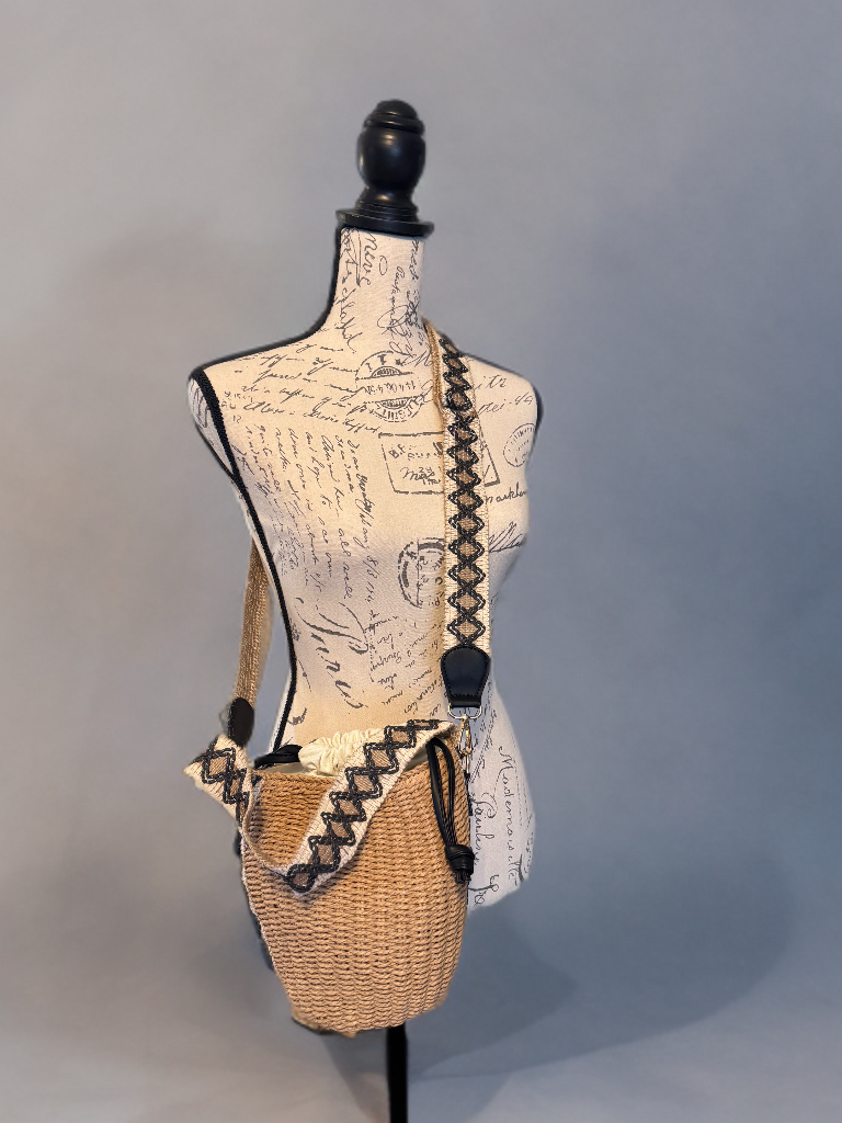 Shine Rattan Bucket Bag