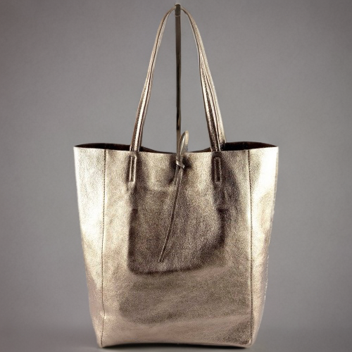 The Aurora Italian Leather Metallic Tote