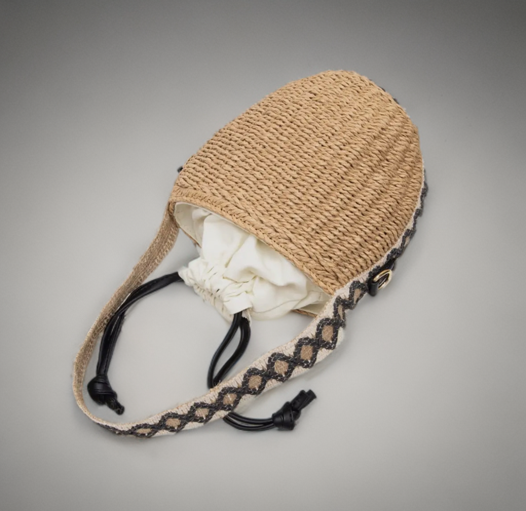 Shine Rattan Bucket Bag