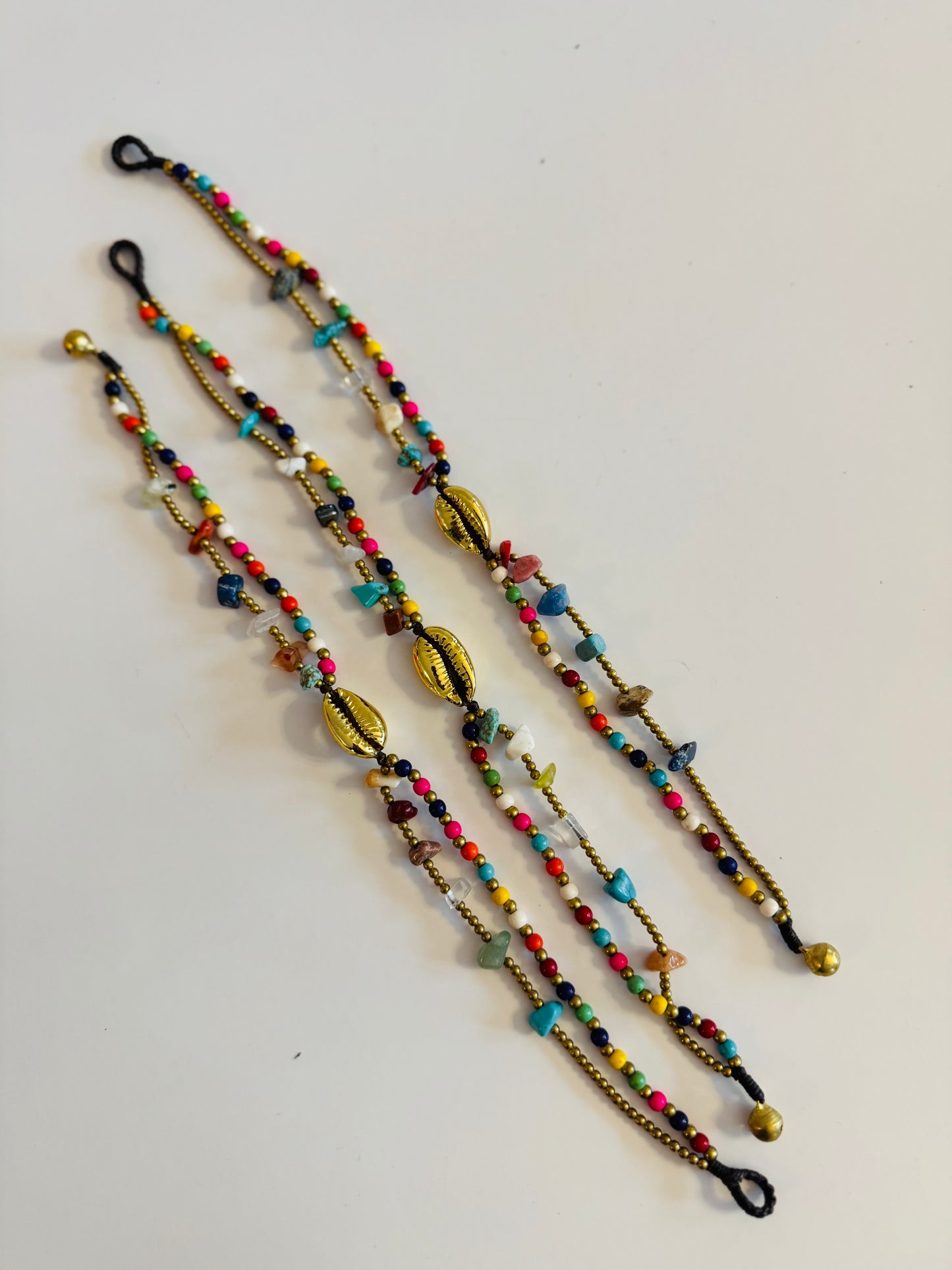 Pura Vida Brass Anklet - Double Strand with Shell