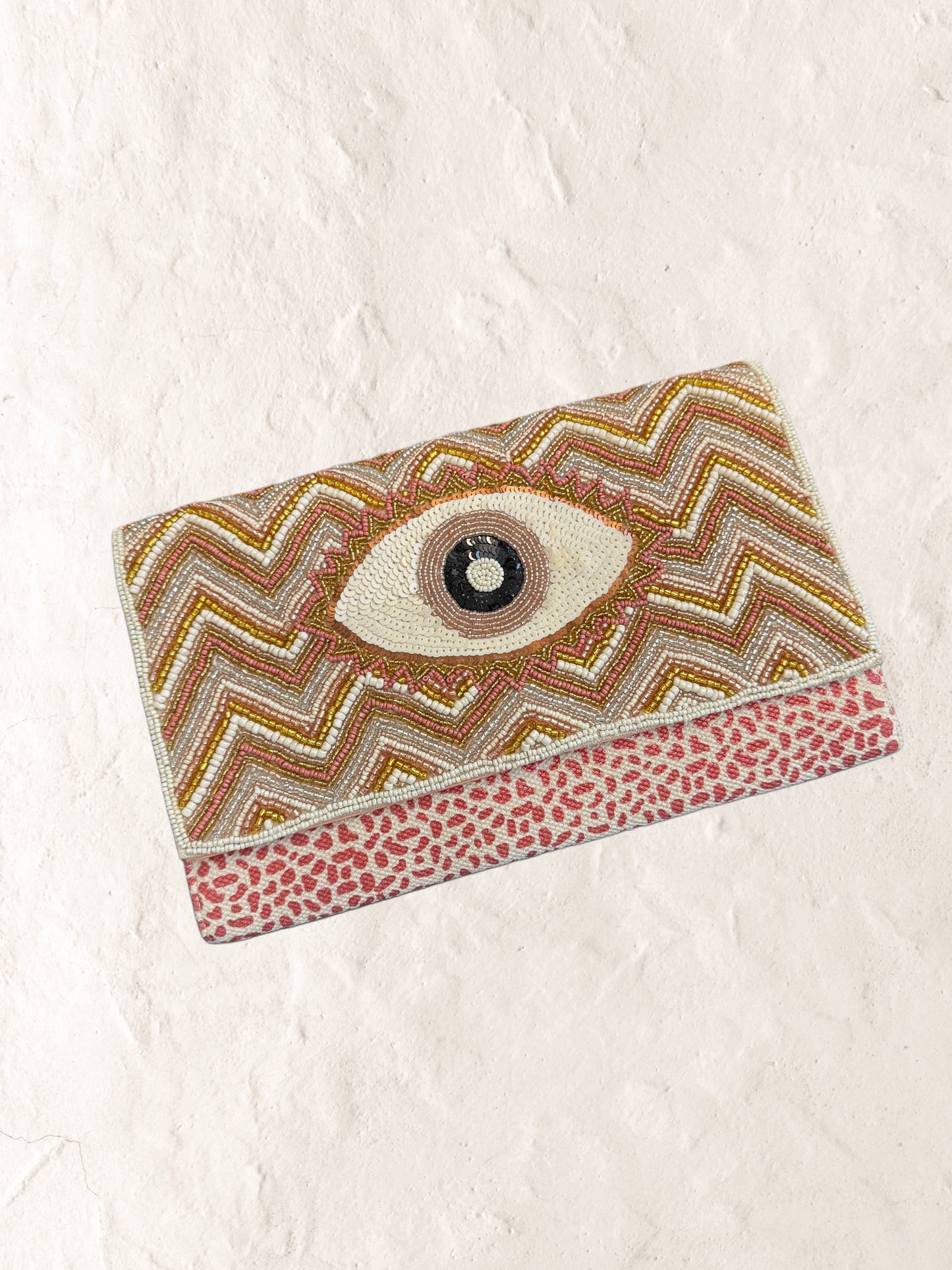 American Beyond Rose Gold Eye Beaded Clutch