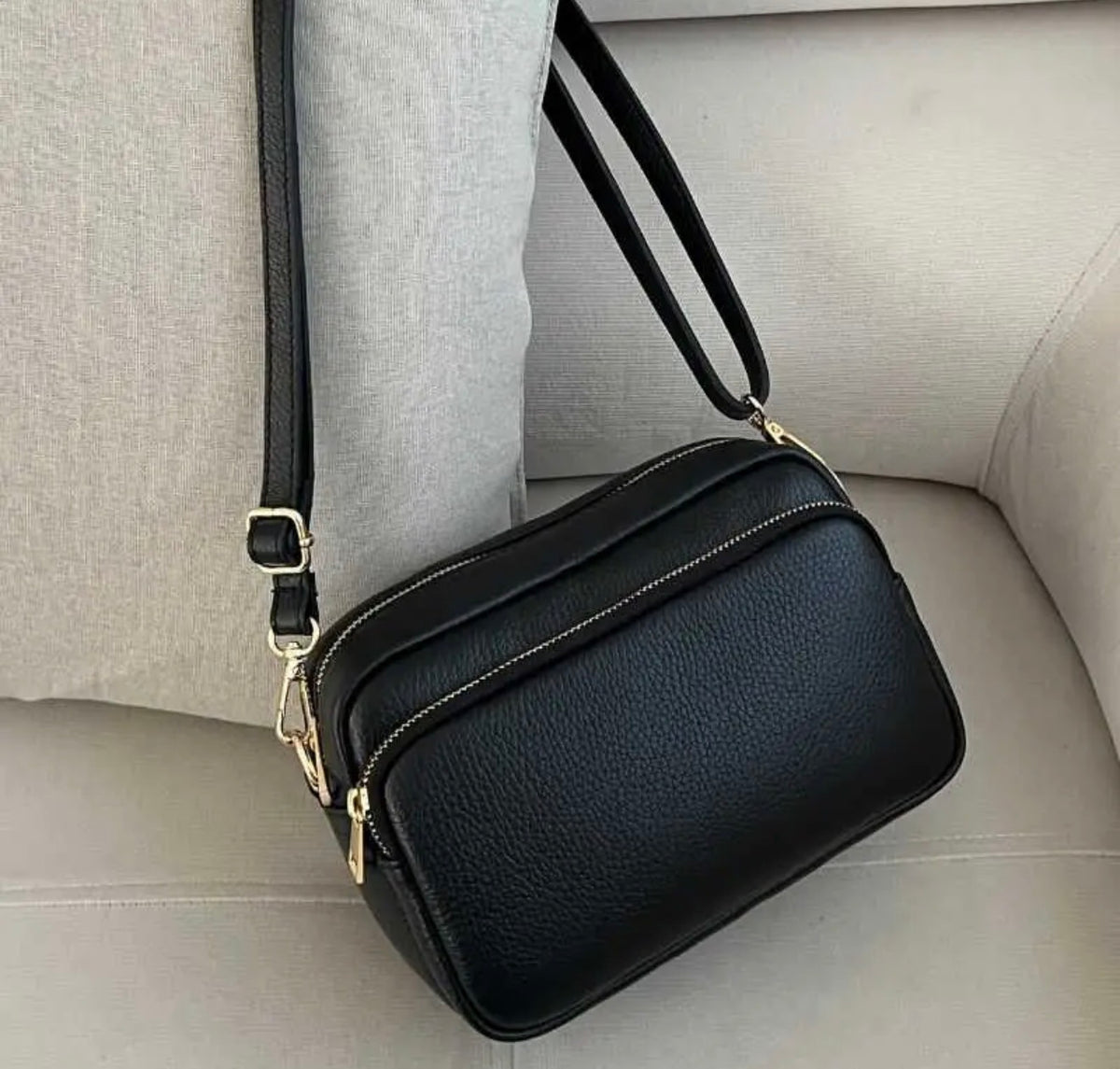 The Siena Double-Zip Leather Crossbody