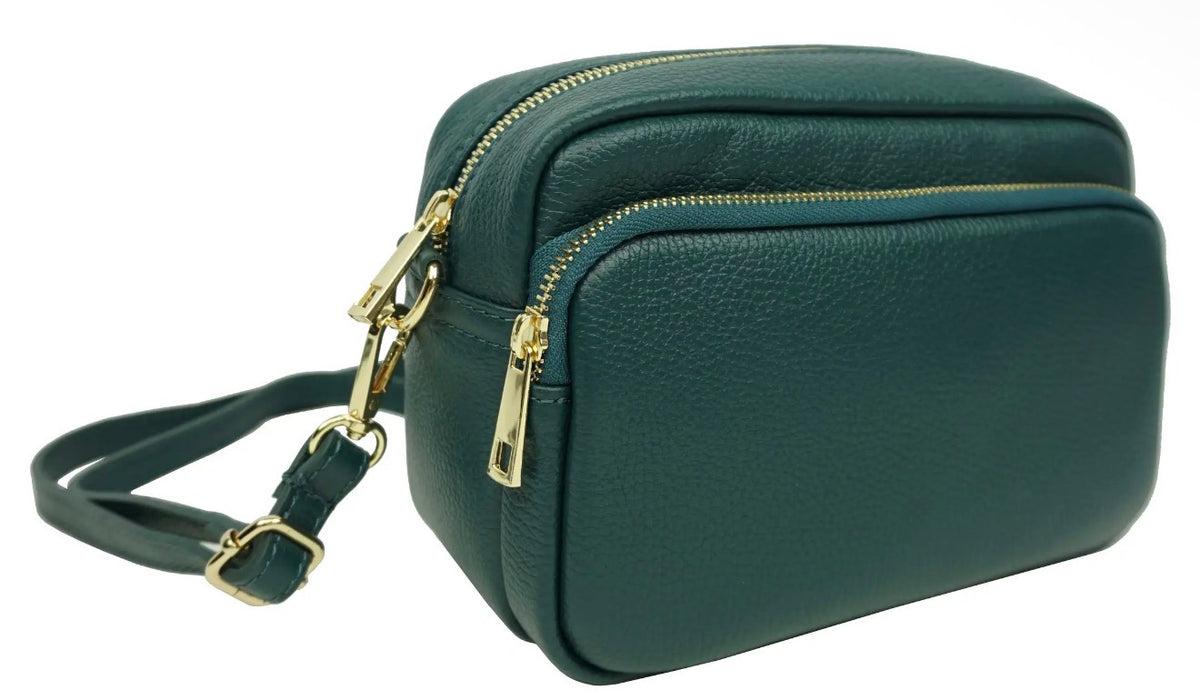 The Siena Double-Zip Leather Crossbody