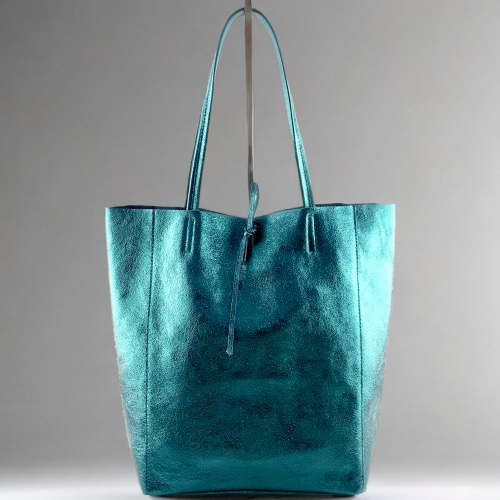 The Aurora Italian Leather Metallic Tote