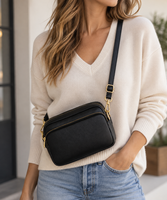 The Siena Double-Zip Leather Crossbody