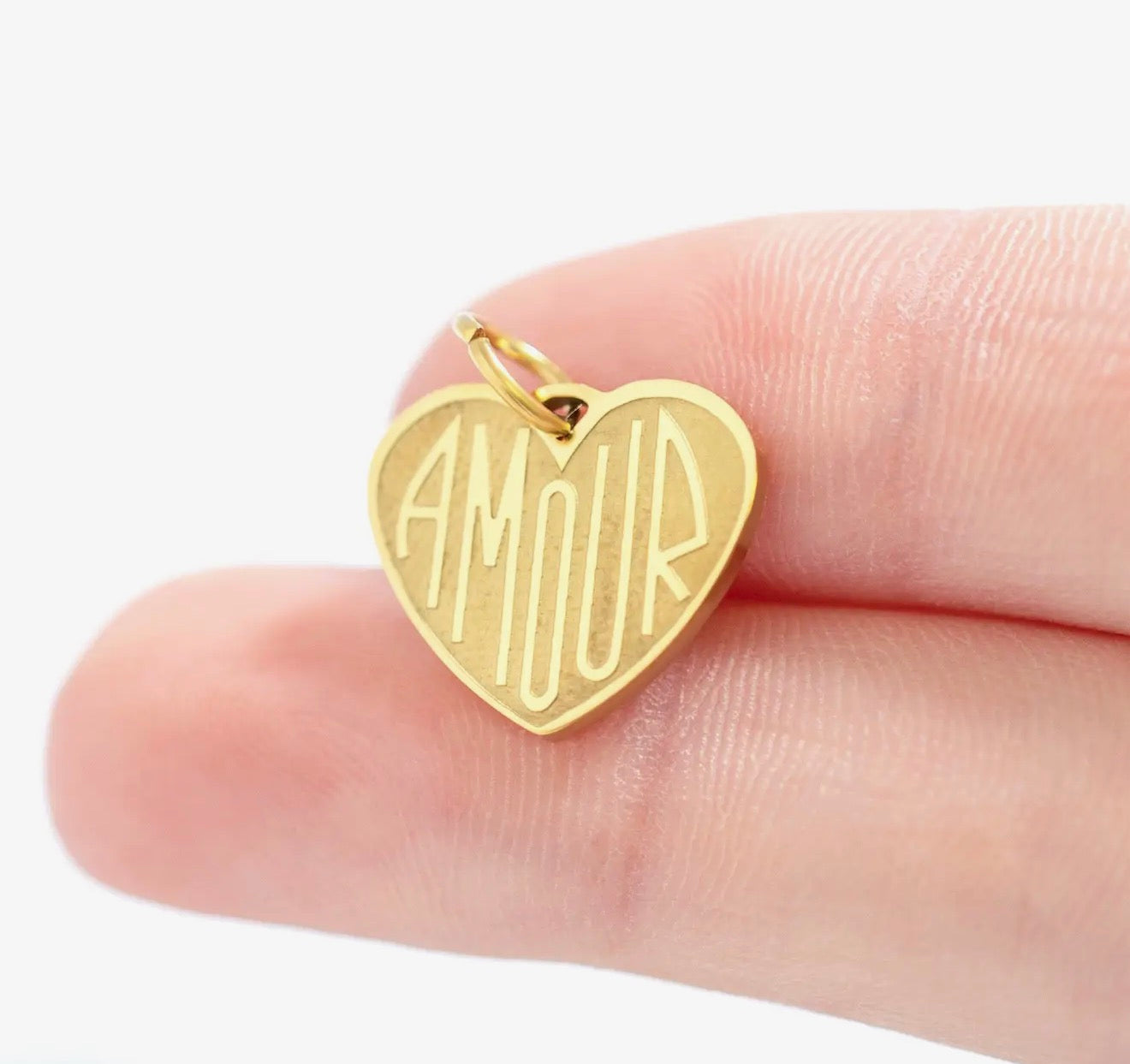 "Amour" Heart Charm