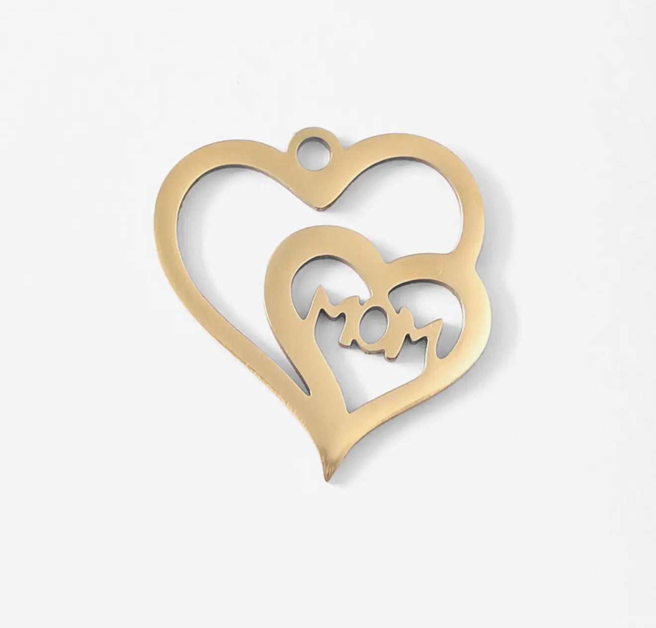 Double Heart Mom Charm