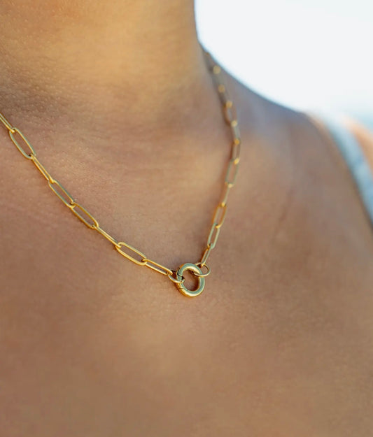 Paperclip Carabiner Charm Holder Necklace