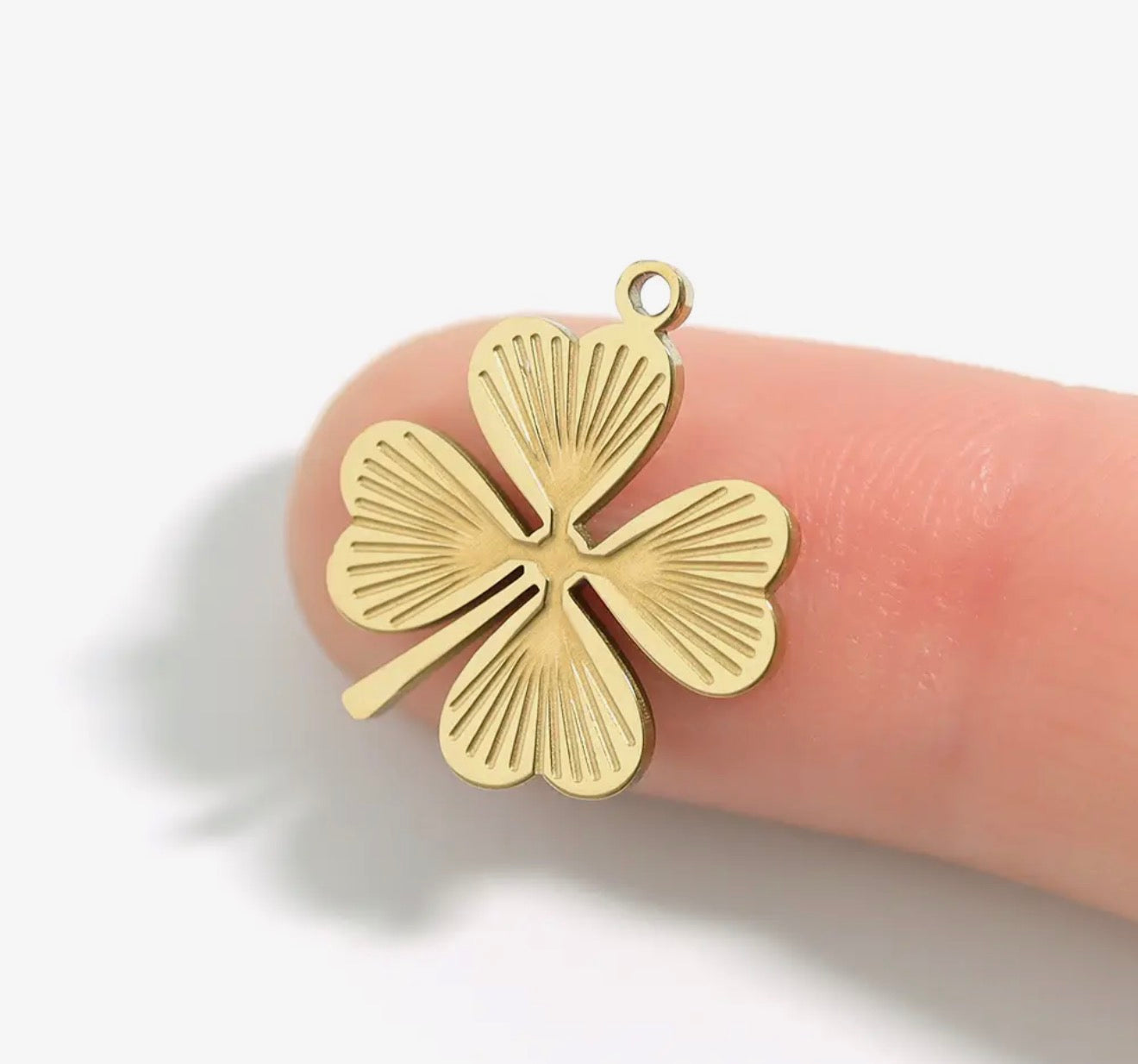 Sunburst Four Leaf Clover Charm