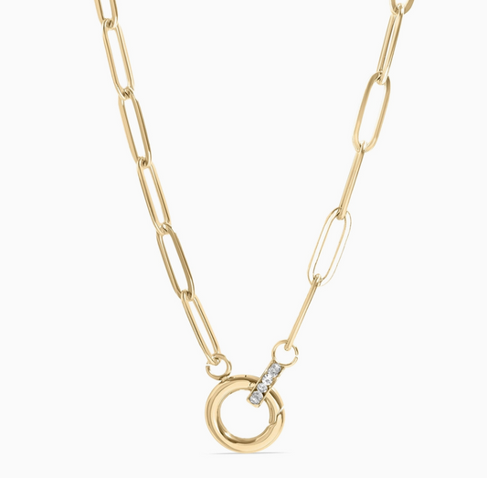 Paperclip Rhinestone Charm Holder Necklace